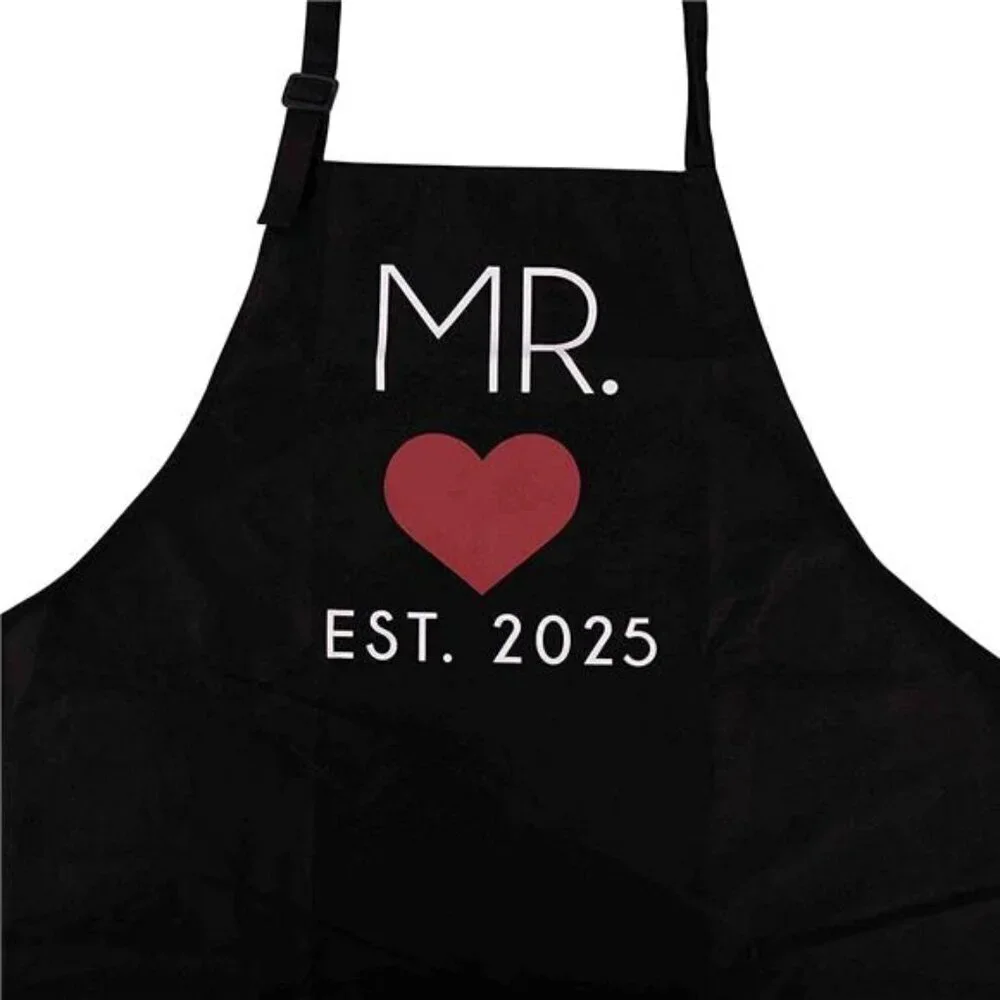 Mr. and Mrs. Couples Kitchen Aprons (2-Piece Set) Cute Cooking Bibs Wedding